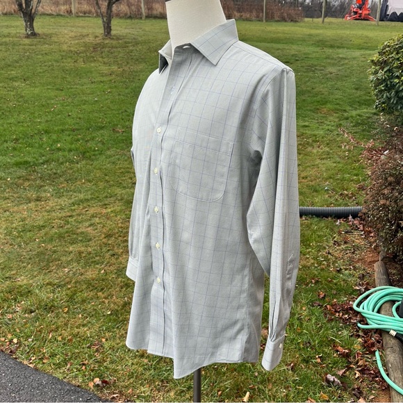 -Brooks Brothers Green/Navy Windowpane Button-Down Non-Iron L/S Shirt 15.5-32 - Picture 8 of 11